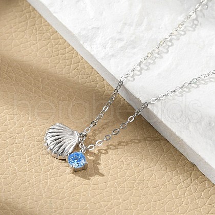 925 Sterling Silver Micro Pave Cubic Zirconia Pendant Necklaces for Women NJEW-V007-01P-1