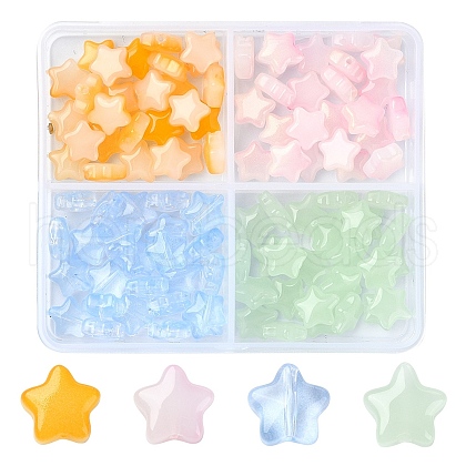 100Pcs 4 Colors Imitation Jade Glass Beads GLAA-YW0003-64-1