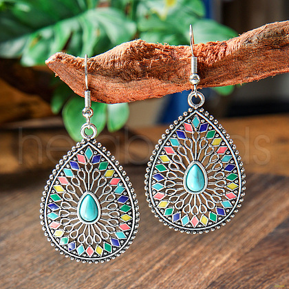 Bohemian Style Alloy Acrylic Dangle Earrings WGAEF55-06-1