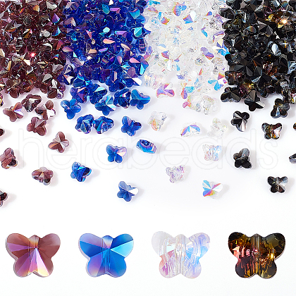 AHADERMAKER 200Pcs 4 Colors Electroplate Transparent Glass Beads Strands EGLA-GA0001-17-1