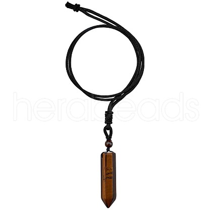 Natural Tiger Quartz Bullet Pendant Necklace JN1043A-1