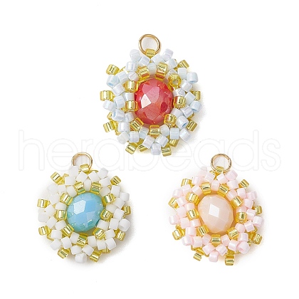 Seed Beads Beaded Charms PALLOY-MZ00273-1