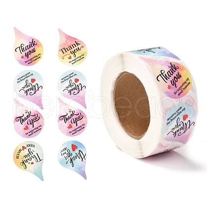 Word Thank You Teardrop Roll Stickers DIY-B031-03-1