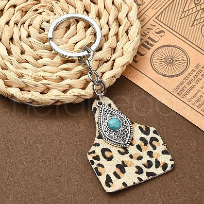 Cowhide Leather & Alloy Keychain KEYC-YW00093-06-1