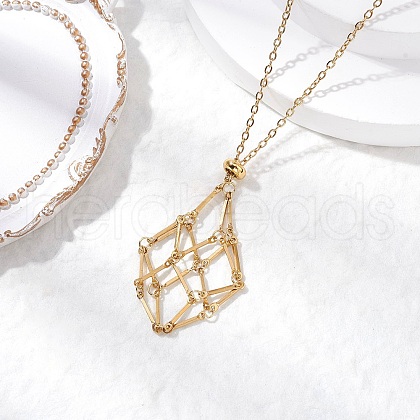 304 Stainless Steel Macrame Pouch Empty Stone Holder Necklace Making NJEW-JN05237-02-1