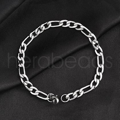 Tarnish Resistant Trendy Women's 304 Stainless Steel Figaro Chain Bracelets STAS-A028-B017P-1
