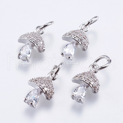 Brass Micro Pave Cubic Zirconia Charms X-RB-I077-25P-RS-1