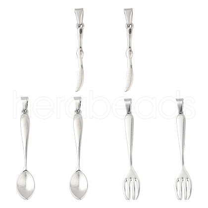 6Pcs 3 Styles 304 Stainless Steel Big Pendants STAS-CJ0002-48-1