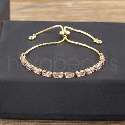 Brass Micro Pave Cubic Zirconia Slider Bracelets FS-WG49F5F-07-1