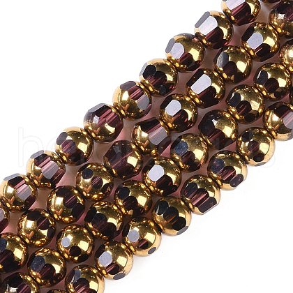 Electroplate Glass Beads Strands X-EGLA-Q128-04A-FP05-1
