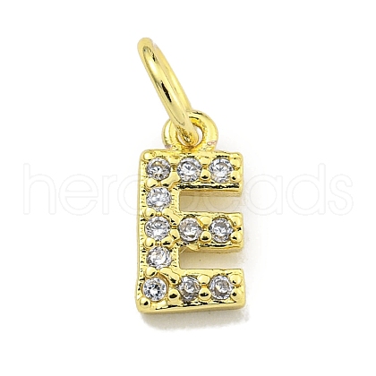 Letter Brass Micro Pave Clear Cubic Zirconia Pendants KK-K354-06G-E-1