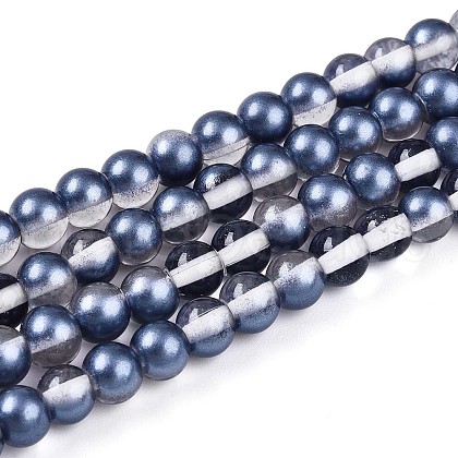 Baking Painted Transparent Glass Beads Strands DGLA-N011-6mm-08-1