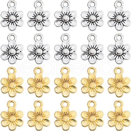 SUNNYCLUE 100Pcs 2 Colors Tibetan Style Alloy Charms FIND-SC0010-74-1