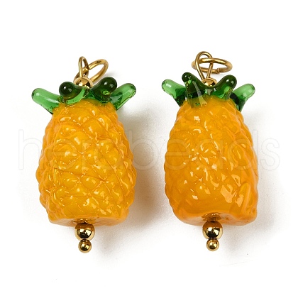 304 Stainless Steel with Handmade Lampwork Pendants STAS-Q352-02G-C-1