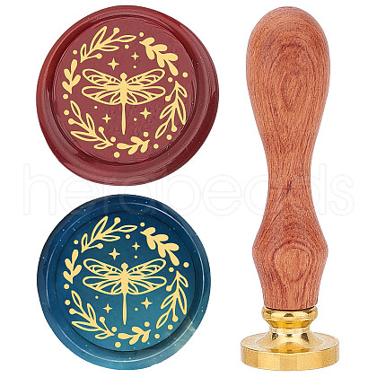 Brass Wax Seal Stamp with Wood Handle AJEW-WH0412-0025-1