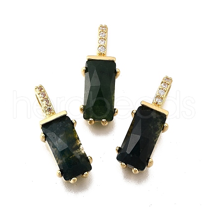 Natural Indian Agate Faceted Rectangle Pendants KK-F899-03A-G-1