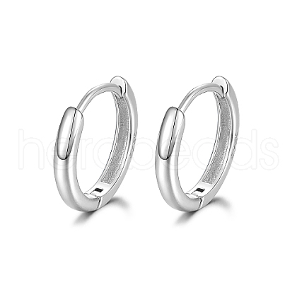 Rhodium Plated 925 Sterling Silver Huggie Hoop Earrings PN7654-6-1