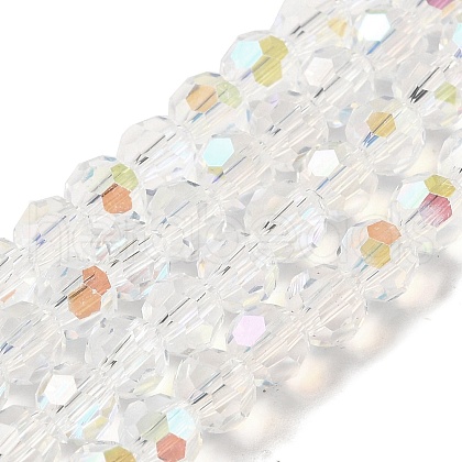 Electroplate Transparent Glass Beads Strands EGLA-A035-T6mm-L19-1