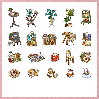 40Pcs 20 Styles Paper Stickers AJEW-S040-05D-1