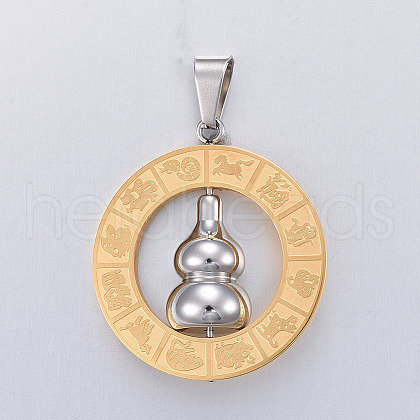304 Stainless Steel Pendants STAS-P235-09GP-1
