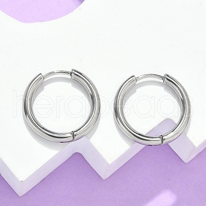 Tarnish Resistant 304 Stainless Steel Huggie Hoop Earrings EJEW-F111B-19mm-P-1