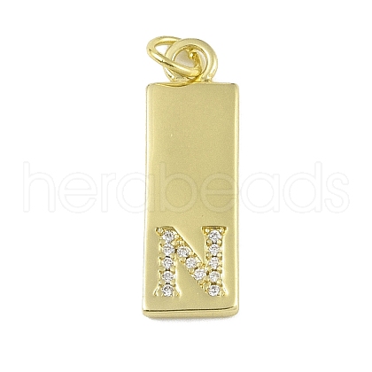 Brass Micro Pave Clear Cubic Zirconia Pendants KK-P266-06G-N-1