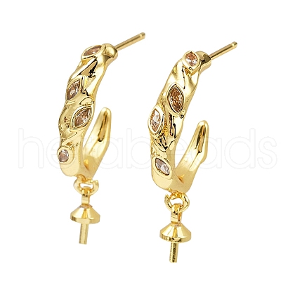 Rack Plating Brass Micro Pave Clear Cubic Zirconia Studs Earrings Finding KK-T072-10G-1