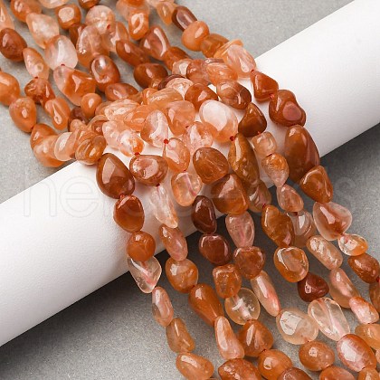 Natural Red Rabbit Fur Rutilated Quartz Beads Strands G-K395-A03-01-1