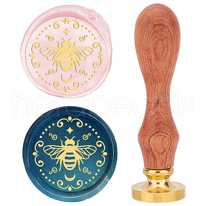 Brass Wax Seal Stamp with Wood Handle AJEW-WH0412-0008-1