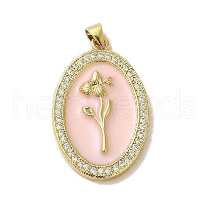 Brass Micro Pave Cubic Zirconia Pendants KK-C058-08G-1