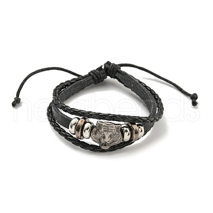 PU Imitation Leather Cord Triple Layer Multi-strand Bracelets BJEW-P329-04B-AS-1