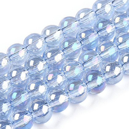 Electroplate Transparent Glass Beads Strands GLAA-T032-T6mm-AB04-1