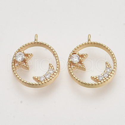 Brass Micro Pave Cubic Zirconia Charms KK-N216-27B-1