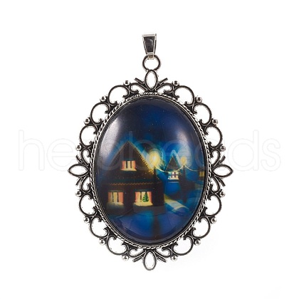 Alloy Glass Big Pendants PALLOY-E498-01AS-1