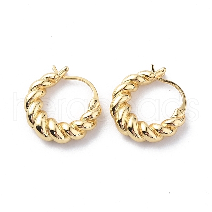 Brass Twist Rope Shape Hoop Earrings for Women EJEW-F296-02G-1