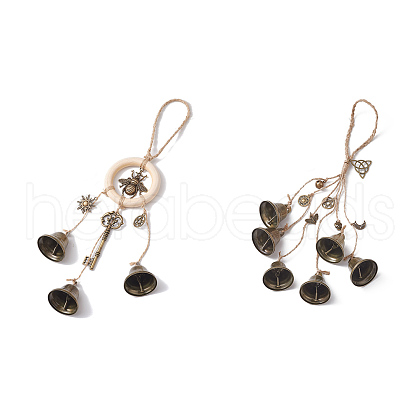 Iron Halloween Witch Bells Pendant Decorations HJEW-JM02001-1
