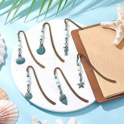 Zinc Alloy Hook Bookmark AJEW-JK00378-1
