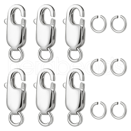 Anti-Tarnish Beebeecraft 6Pcs 925 Sterling Silver Lobster Claw Clasps STER-BBC0002-06P-1