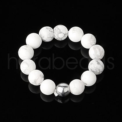 4MM Round Natural Howlite Beaded Stretch Rings VM0712-11-1