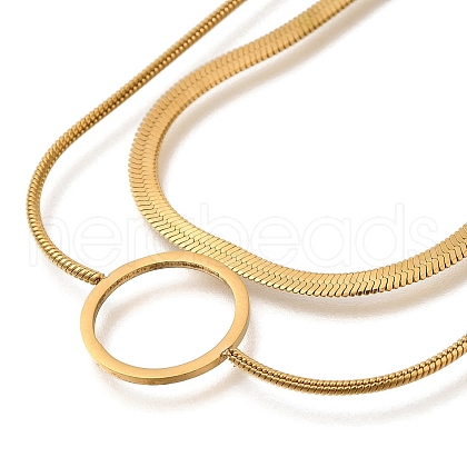 201 Stainless Steel Double Layer Snake Chain Necklaces STAS-B076-07P-1
