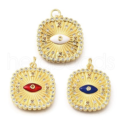 Brass Micro Pave Cubic Zirconia Pendants KK-U072-40B-G-1