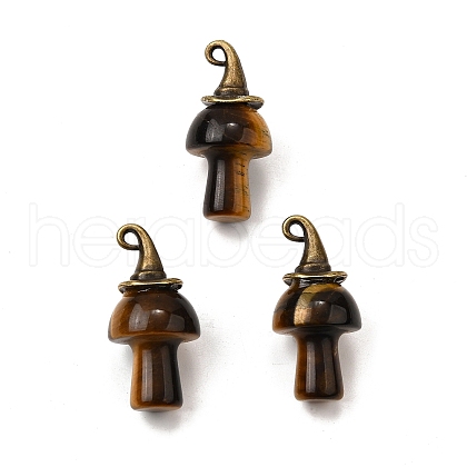 Natural Tiger Eye Mushroom Pendants G-D311-02AB-11-1