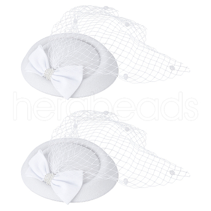 Bowknot Wool Felt Fascinators Pillbox Hat with Iron Alligator Hair Clips MRMJ-WH0077-113A-1