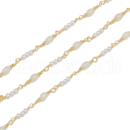 Handmade CCB Plastic Imitation Pearl Beaded Chains CHC-K011-27G-1