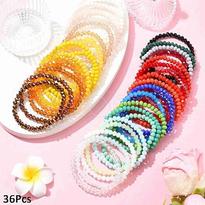 36Pcs 36 Styles Glass Beaded Stretch Bracelet Sets BJEW-YW00005-1