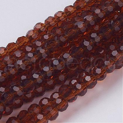 Faceted(32 Facets) Glass Round Beads Strands X-GF4mmC45-1