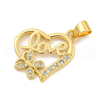 Rack Plating Brass Micro Pave Cubic Zirconia Pendants KK-B091-50B-G-1