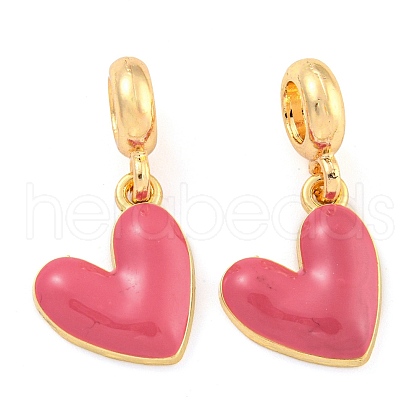 Rack Plating Alloy Enamel Heart European Dangle Charms FIND-B034-20G-02-1