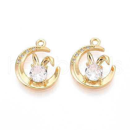 Brass Micro Pave Cubic Zirconia Pendants KK-N263-49G-1