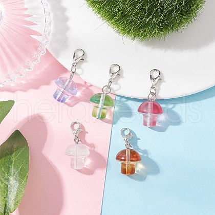 Handmade Lampwork Mushroom Pendant Decorations HJEW-JM03390-1